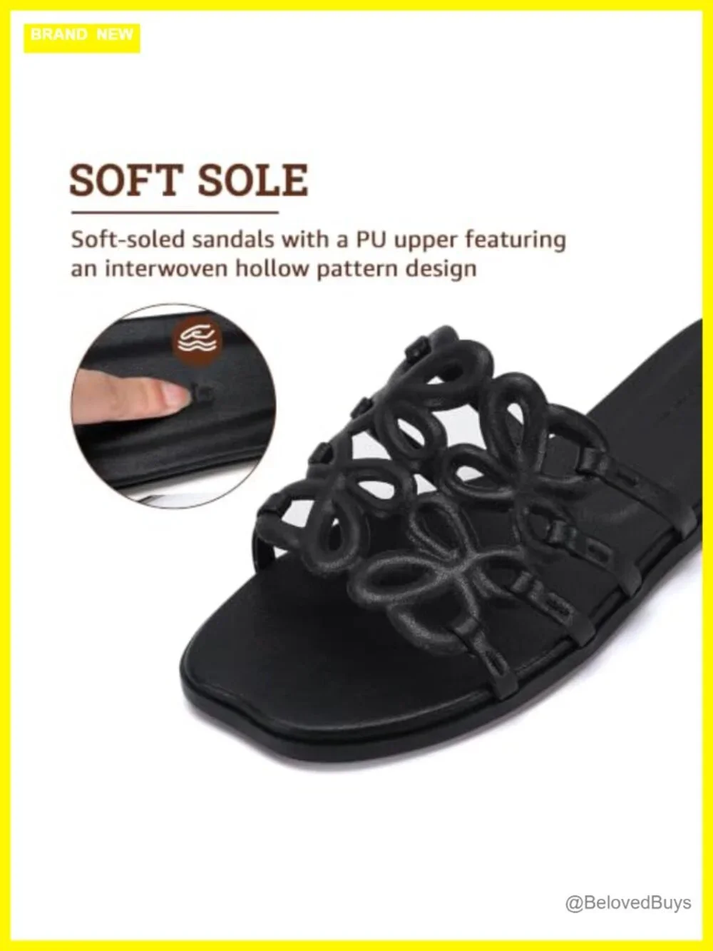 Women's Luxury Flat Sandals Comfortable Square Toe Anti-Slip Slide